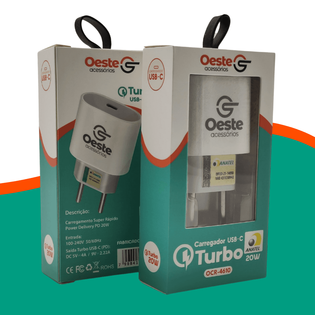 CARREGADOR USB-C TURBO 20W - OESTE ACESSORIOS OCR-4610