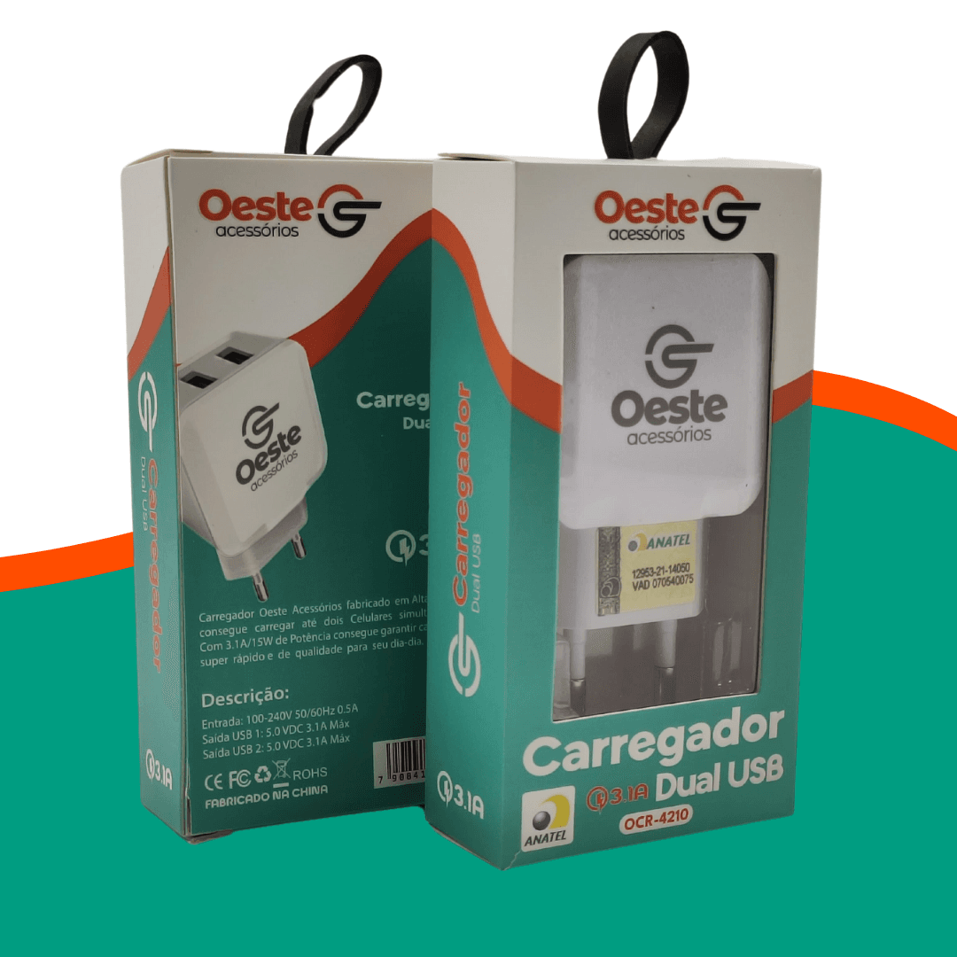 CARREGADOR DUAL USB - OESTE ACESSORIOS OCR-4210