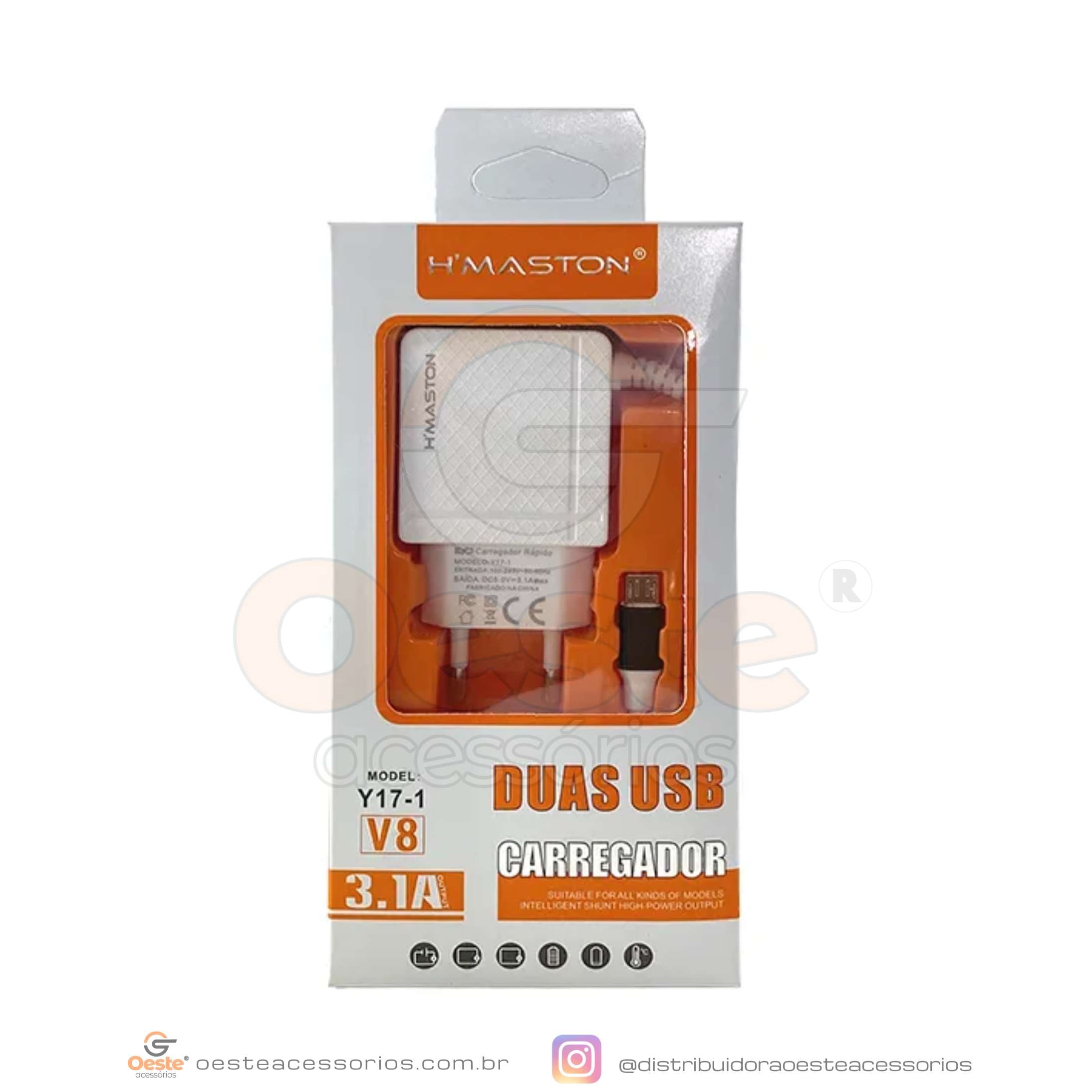 CARREGADOR MICRO USB 3.1A H'MASTON - Y17-1