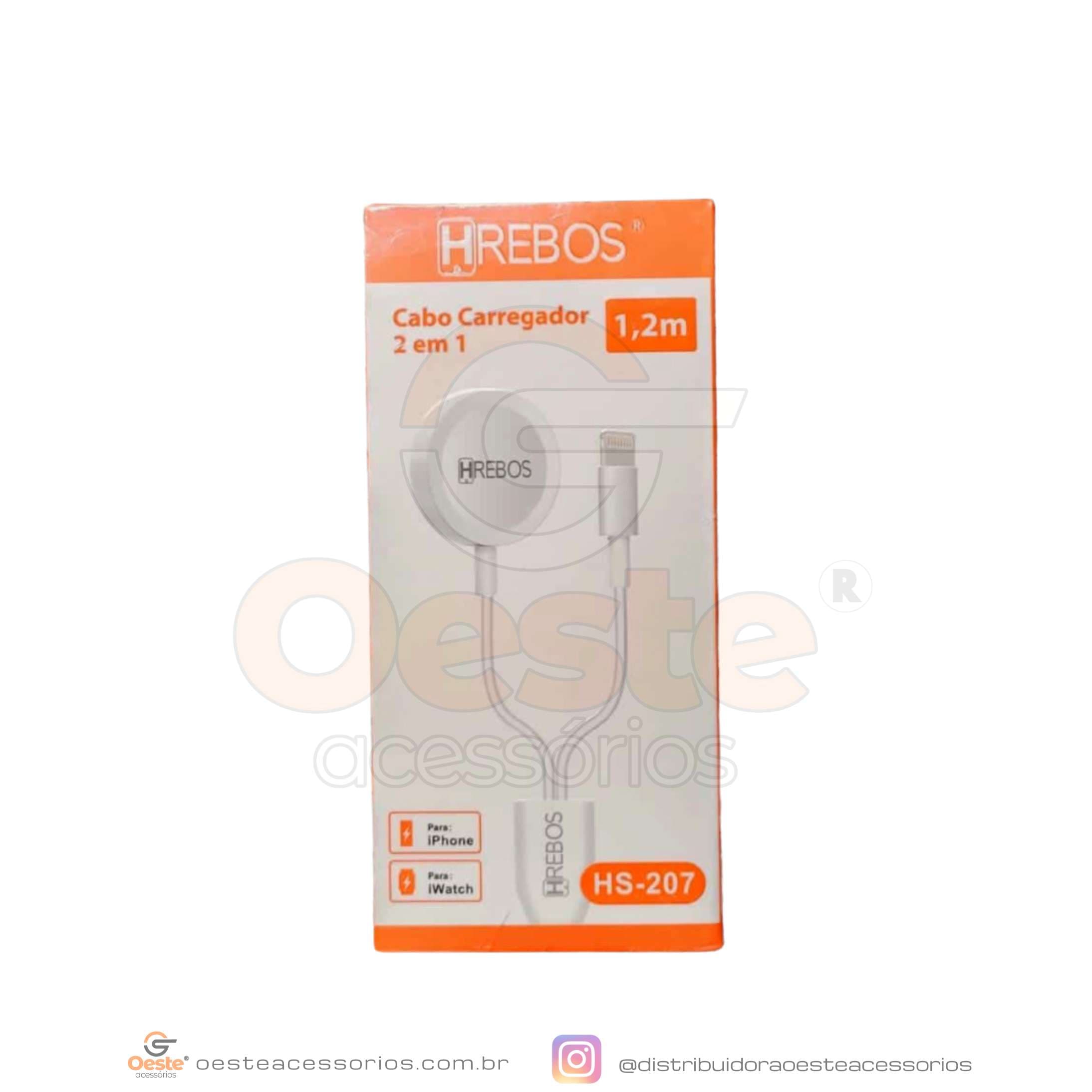 CABO CARREGADOR HREBOS 2 EM 1, APPLE WATCH HS-207