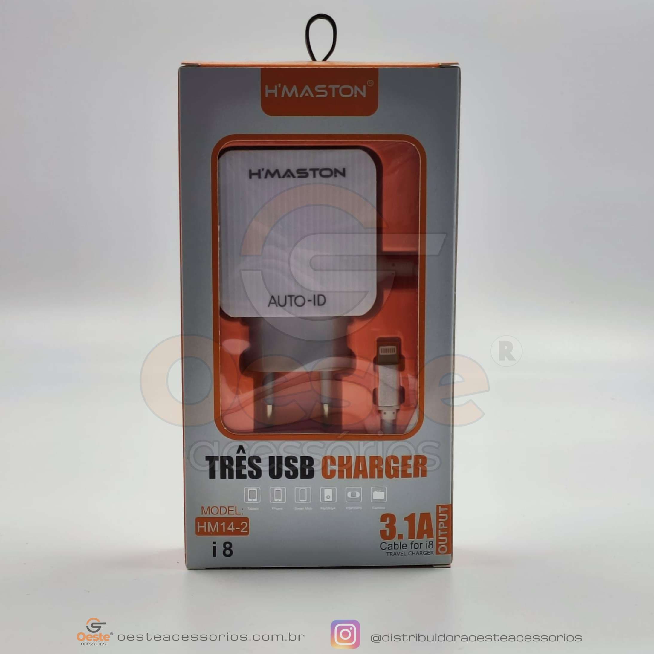 CARREGADOR 3 USB H´MASTON HM 14-2 IPHONE