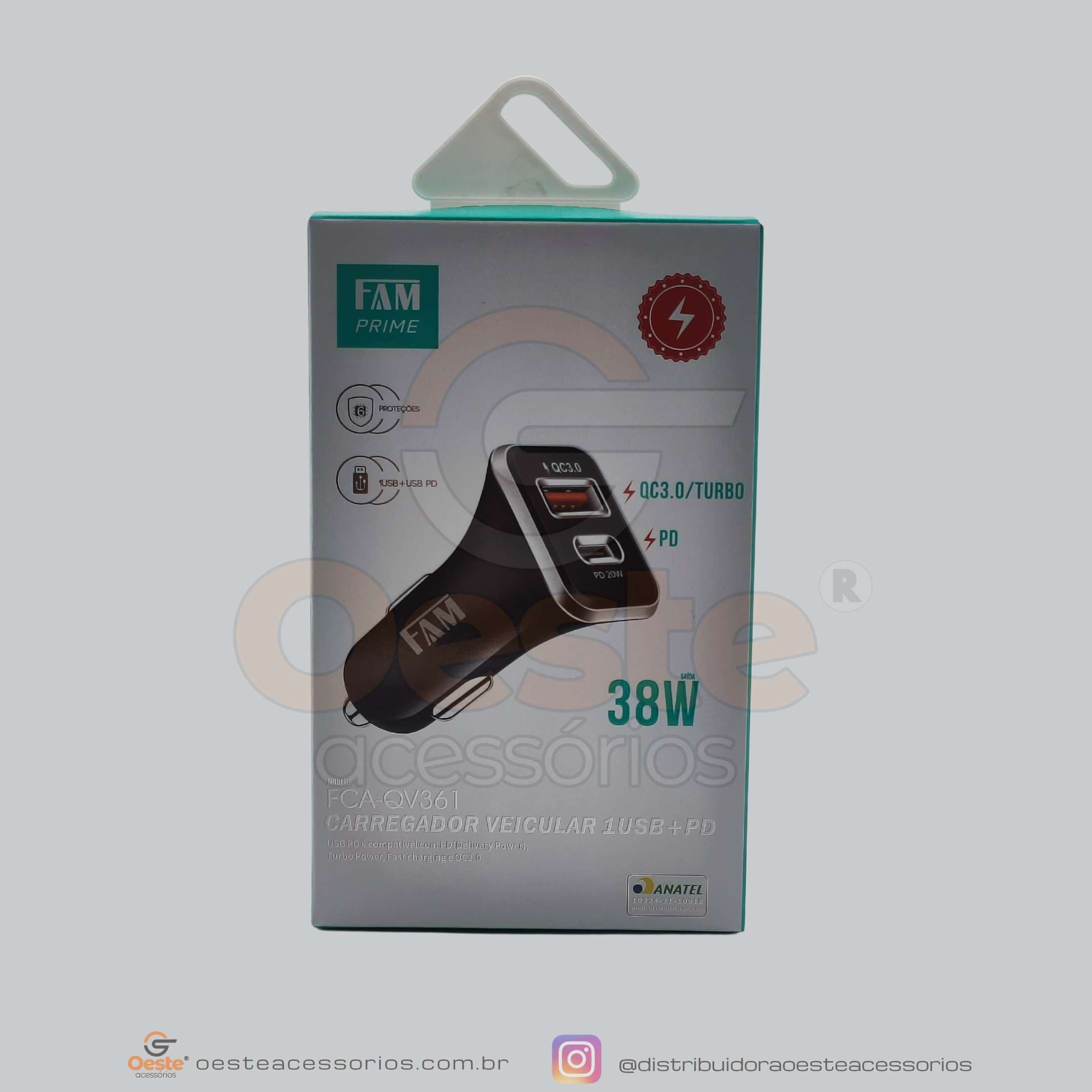 CARREGADOR VEICULAR FAM FCA-QV361