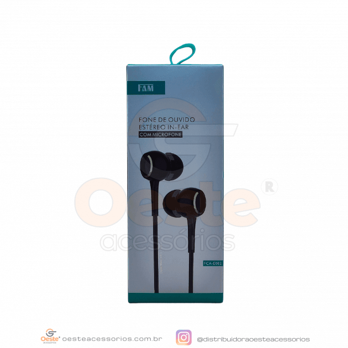 FONE DE OUVIDO ESTÉREO IN-EAR COM MICROFONE MODELO FCA-E082