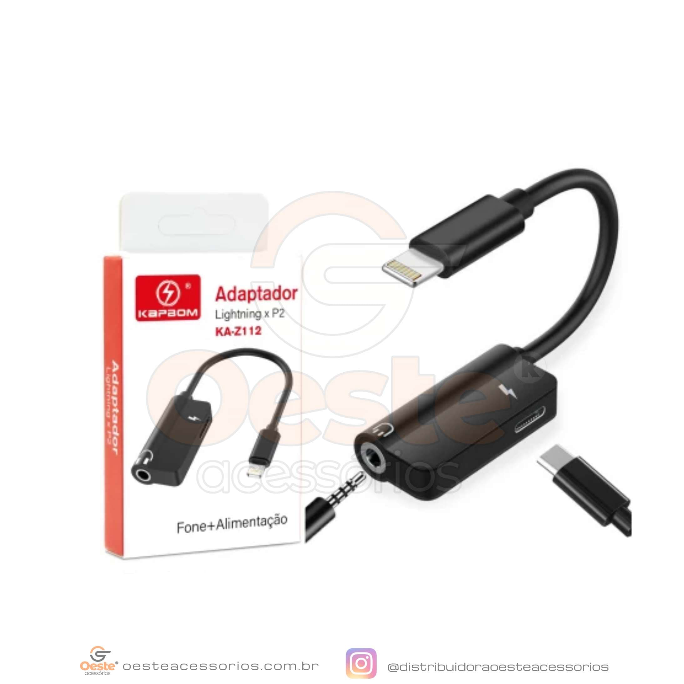 ADAPTADOR LIGHTNING X P2 + ALIMENTAÇÃO MARCA KAPBOM KA-Z112