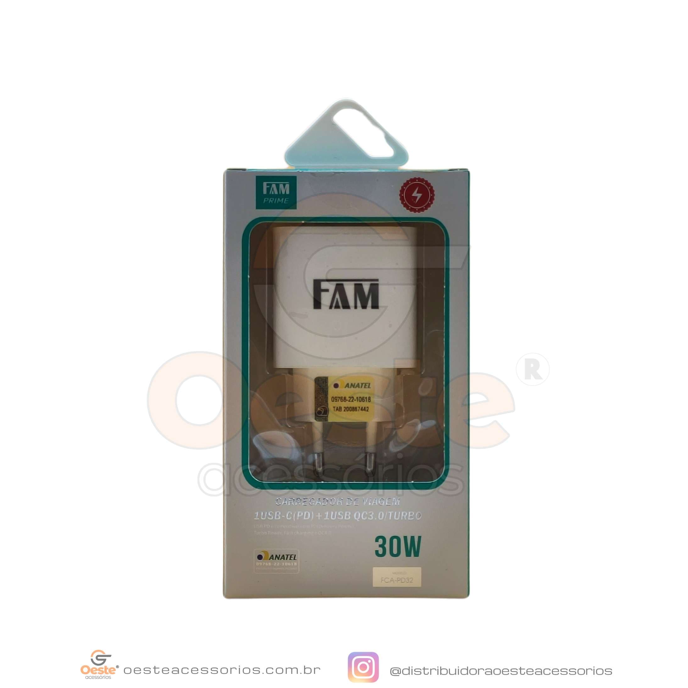 FONTE TOMADA FAM COM 1 ENTRADA DO TIPO USB E OUTRA DO TIPO C, MODELO FCA-PD32