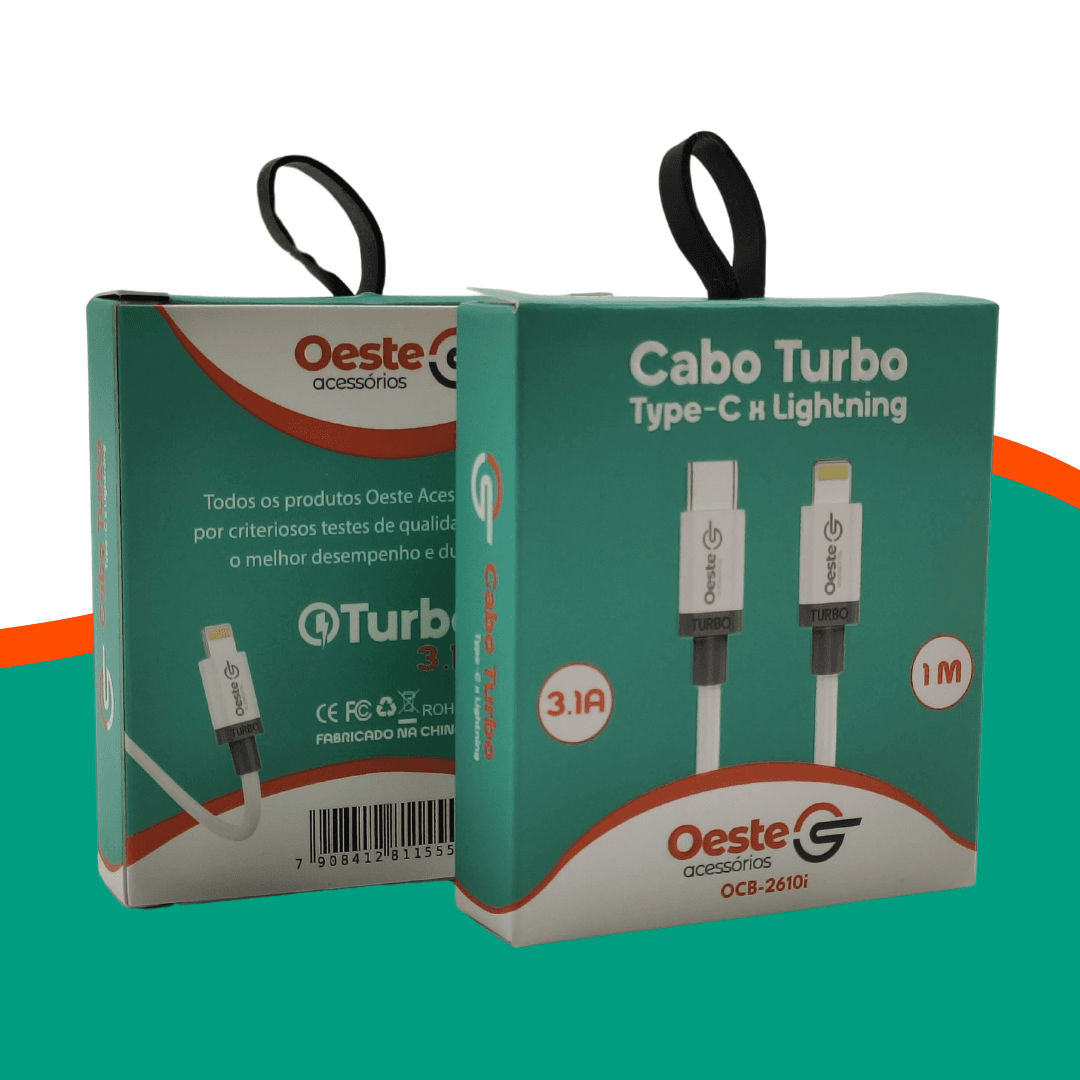 CABO TURBO TYPE-C X LIGHTNING OESTE ACESSÓRIOS 3.1A 1M MODELO OCB-2610i