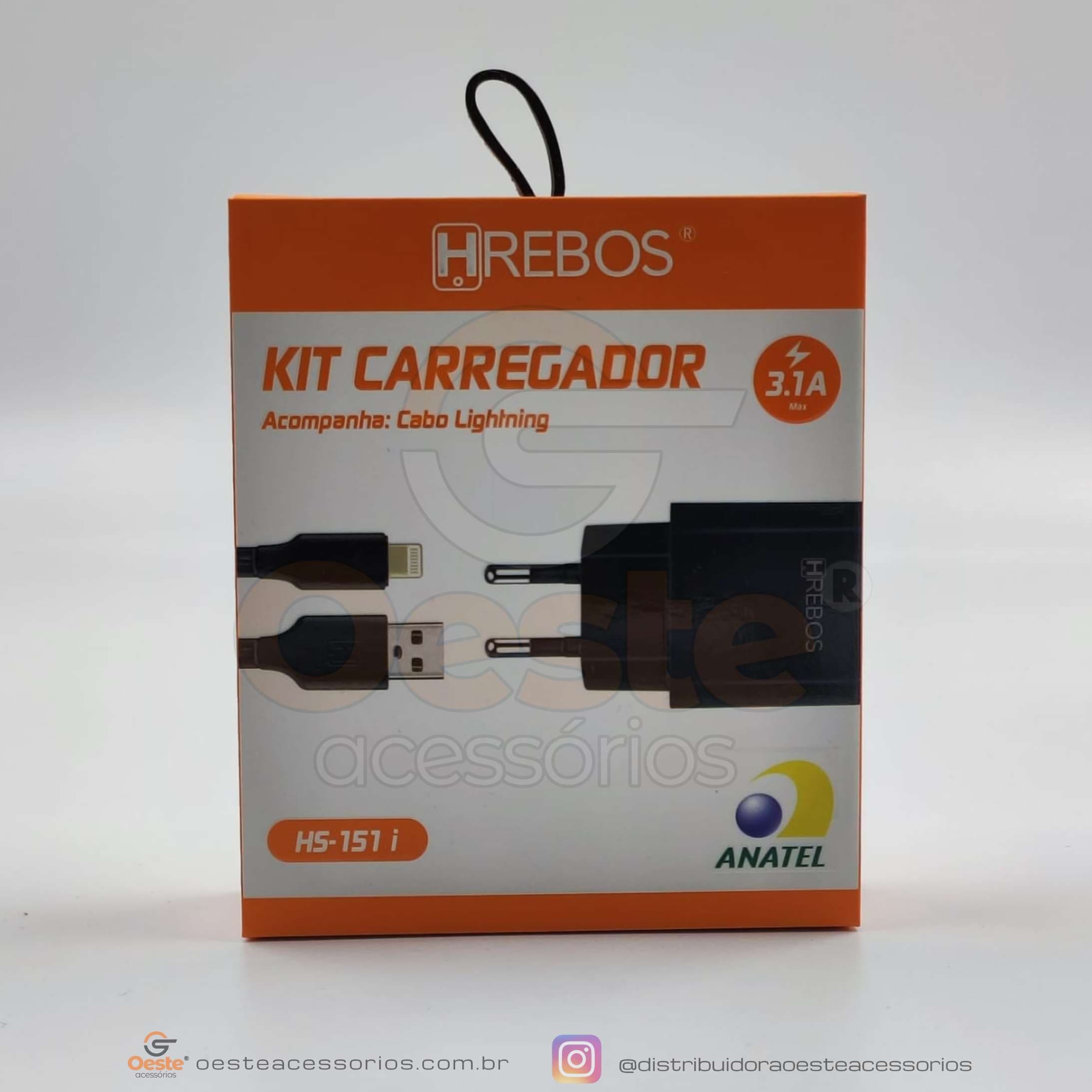 CARREGADOR USB-3.1A+ CABO LIGHTNING HS-151i