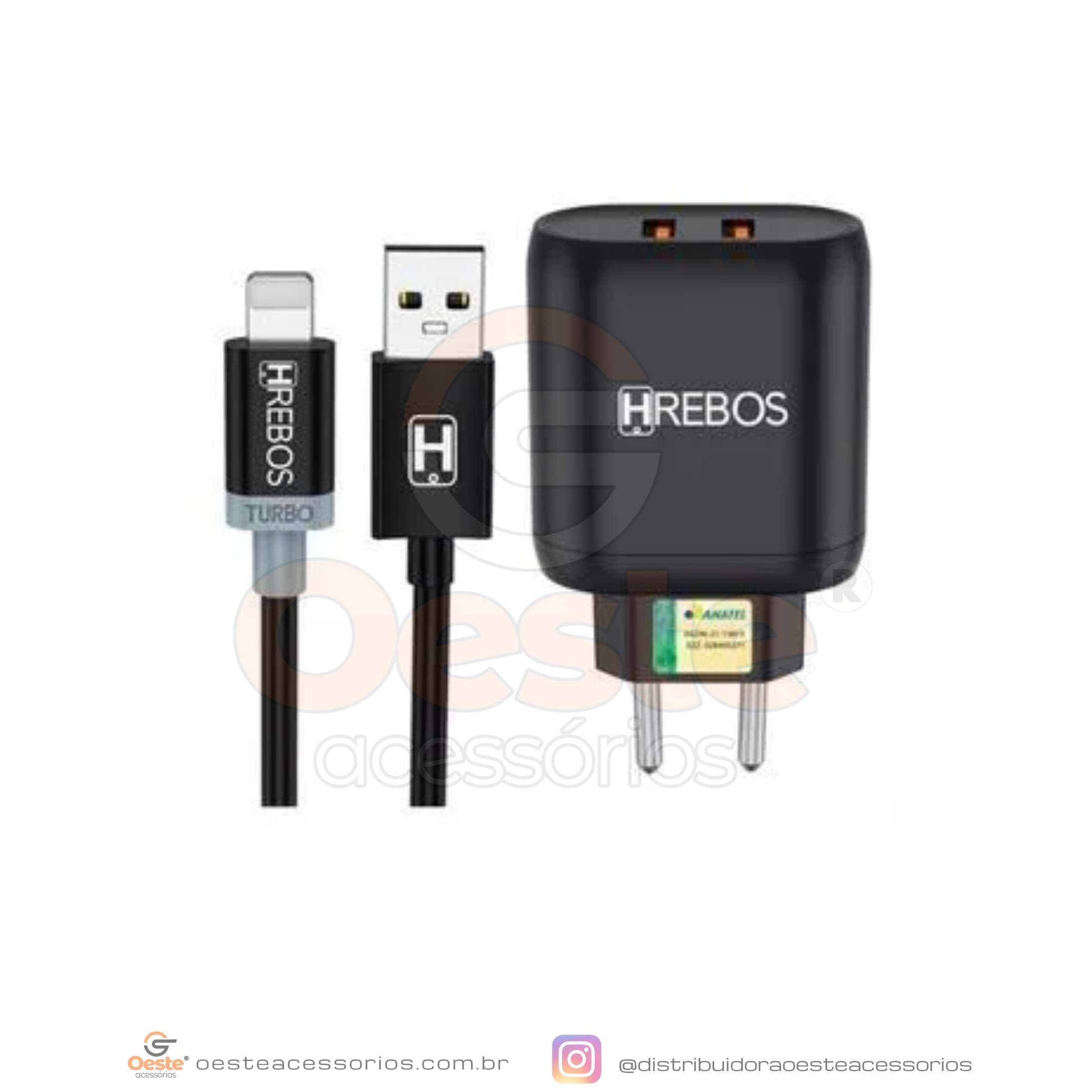 KIT CARREGADOR LIGHTNING 3.1A HREBOS HS-155i