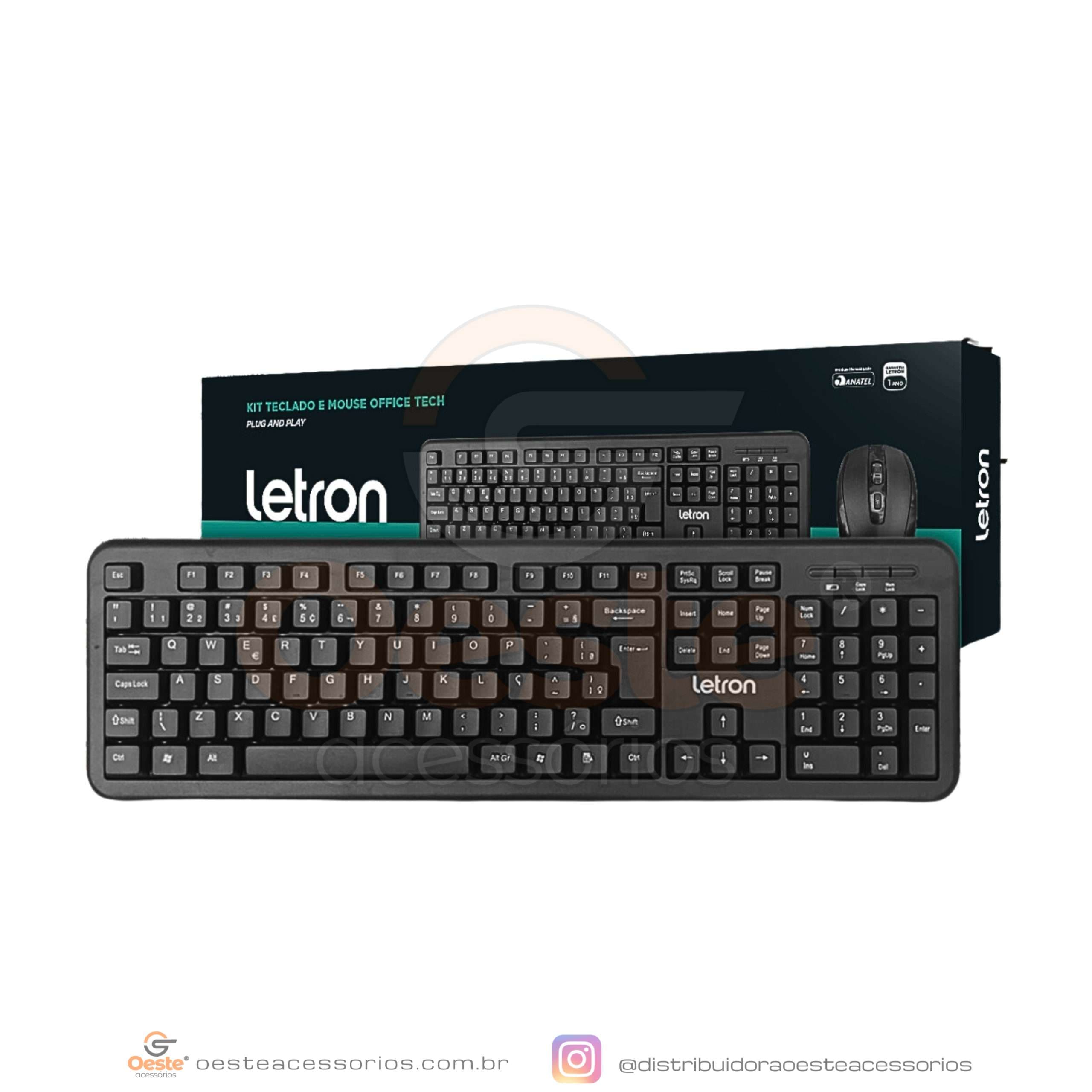 KIT TECLADO E MOUSE OFFICE TECH LETRON 74360