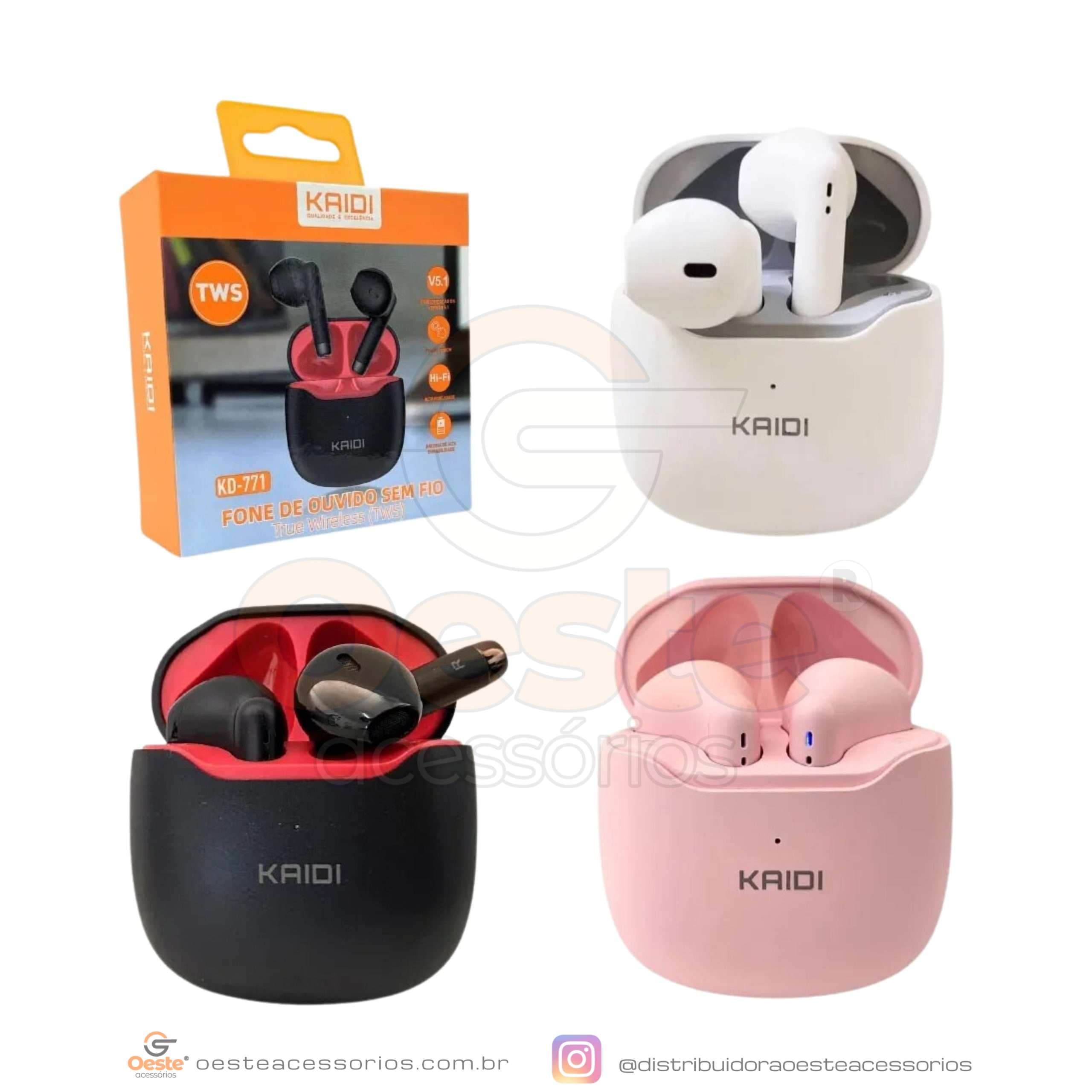 FONE DE OUVIDO TWS KAIDI KD-771