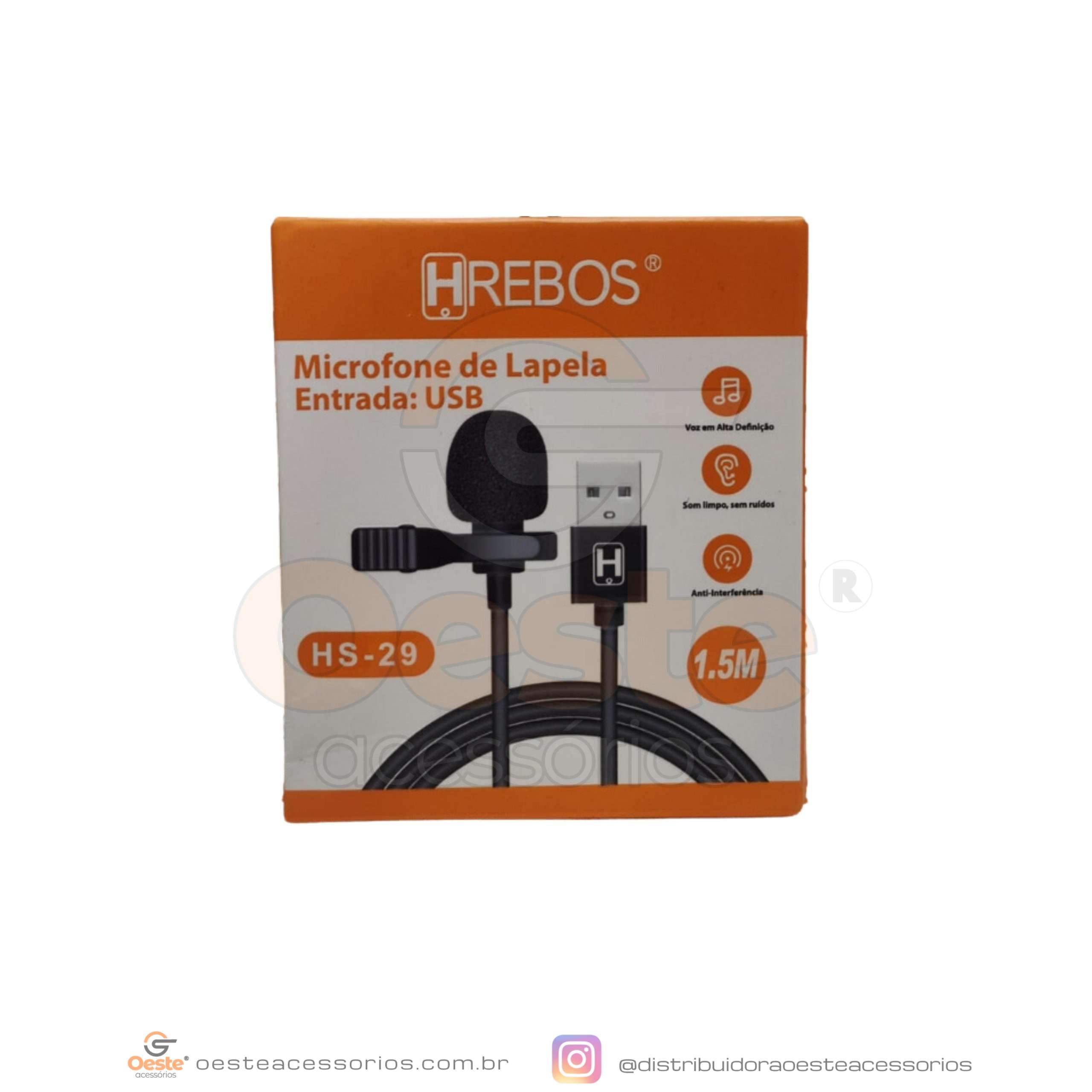 MICROFONE DE LAPELA USB HREBOS HS-29