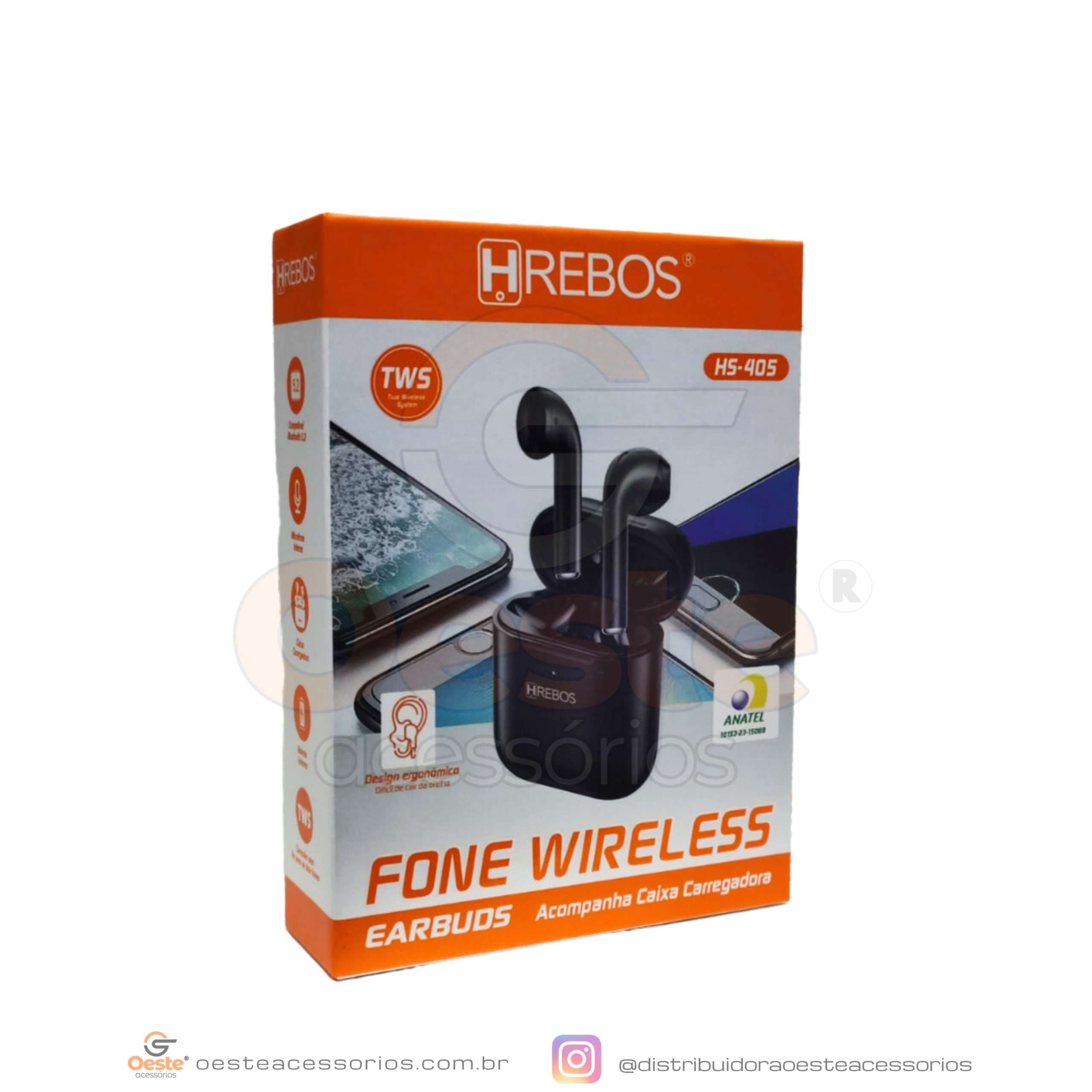 FONE DE OUVIDO WIRELESS HREBOS HS-405