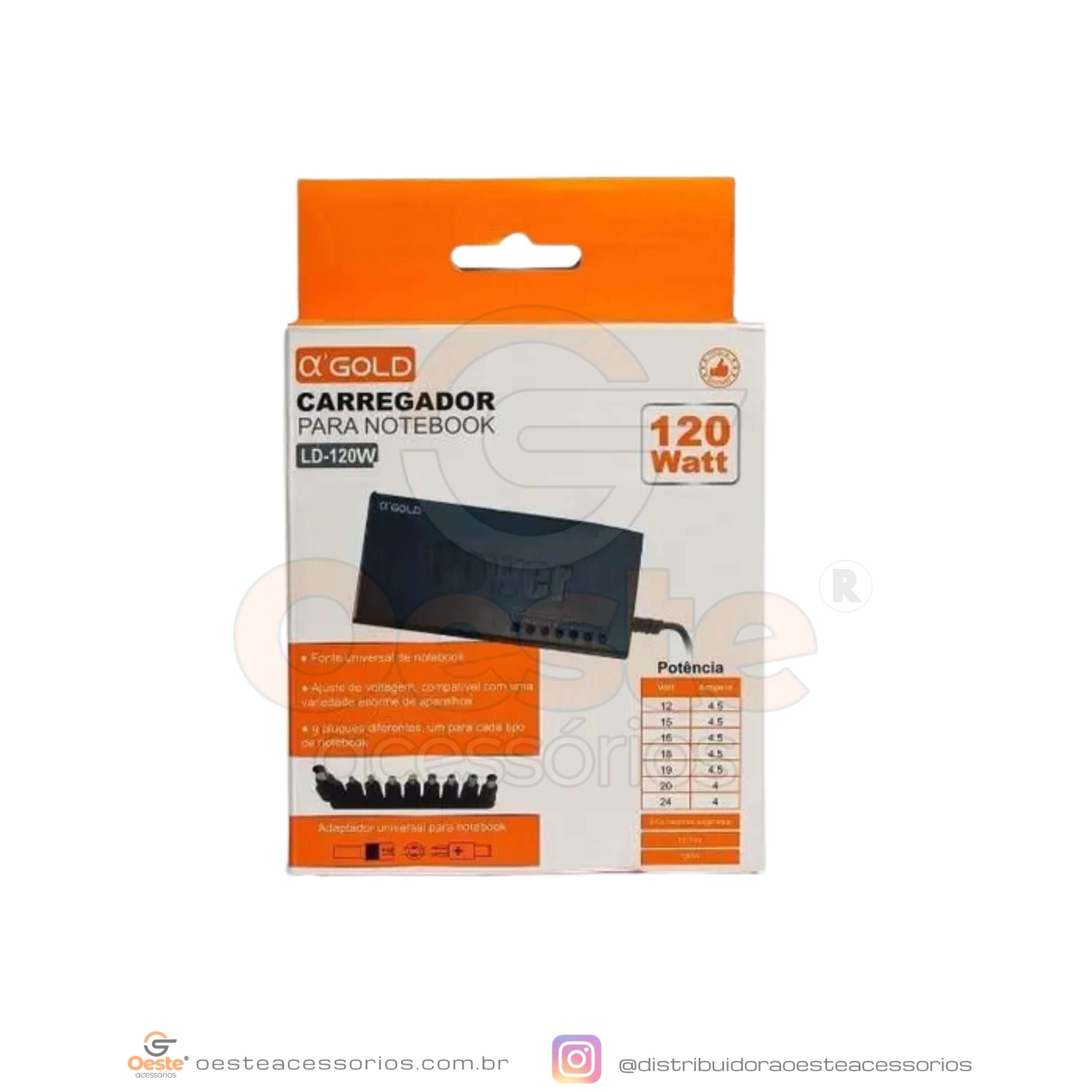 CARREGADOR PARA NOTEBOOK A GOLD LD-120W