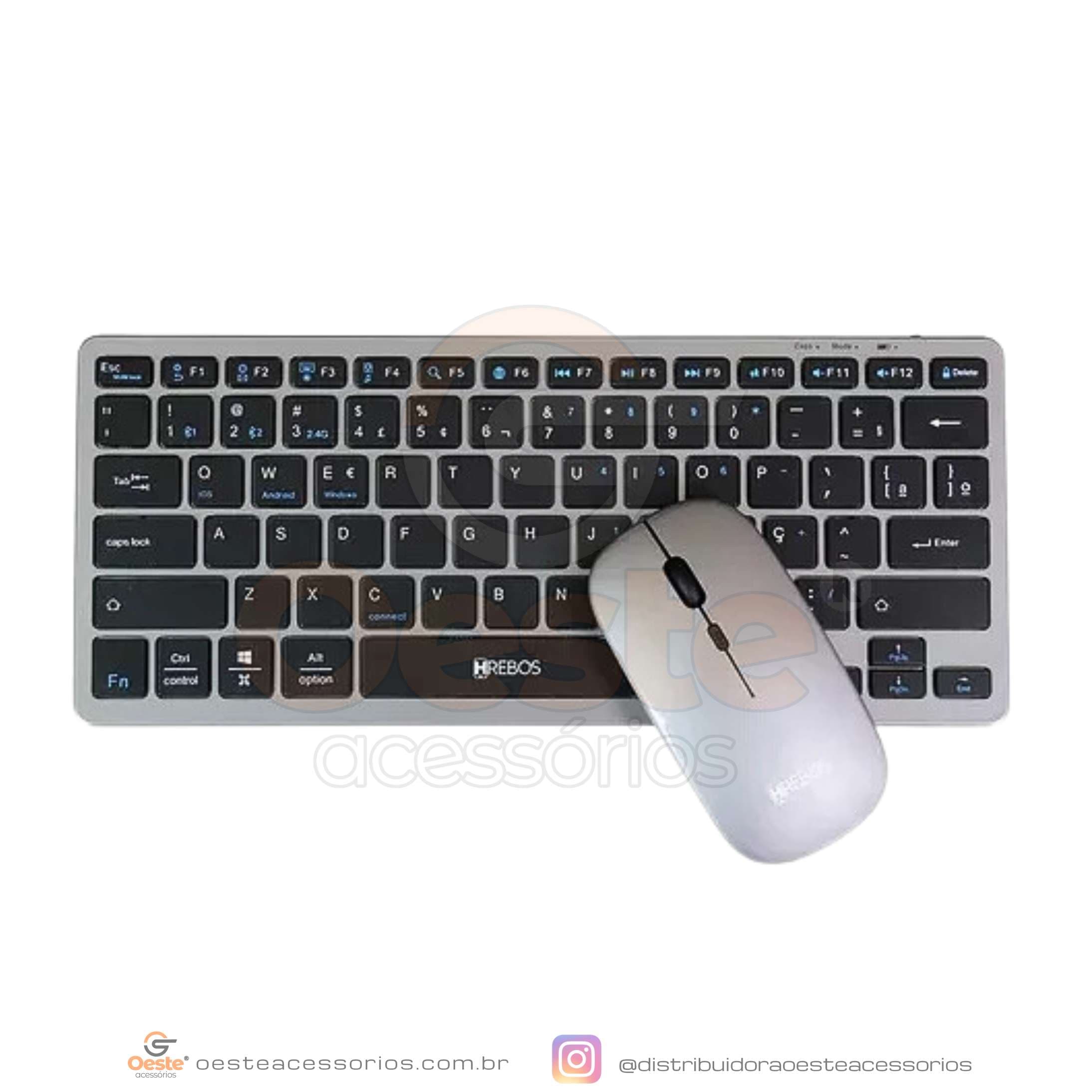 KIT TECLADO SEM FIO HS-525 + MOUSE SEM FIO HS-526 HREBOS