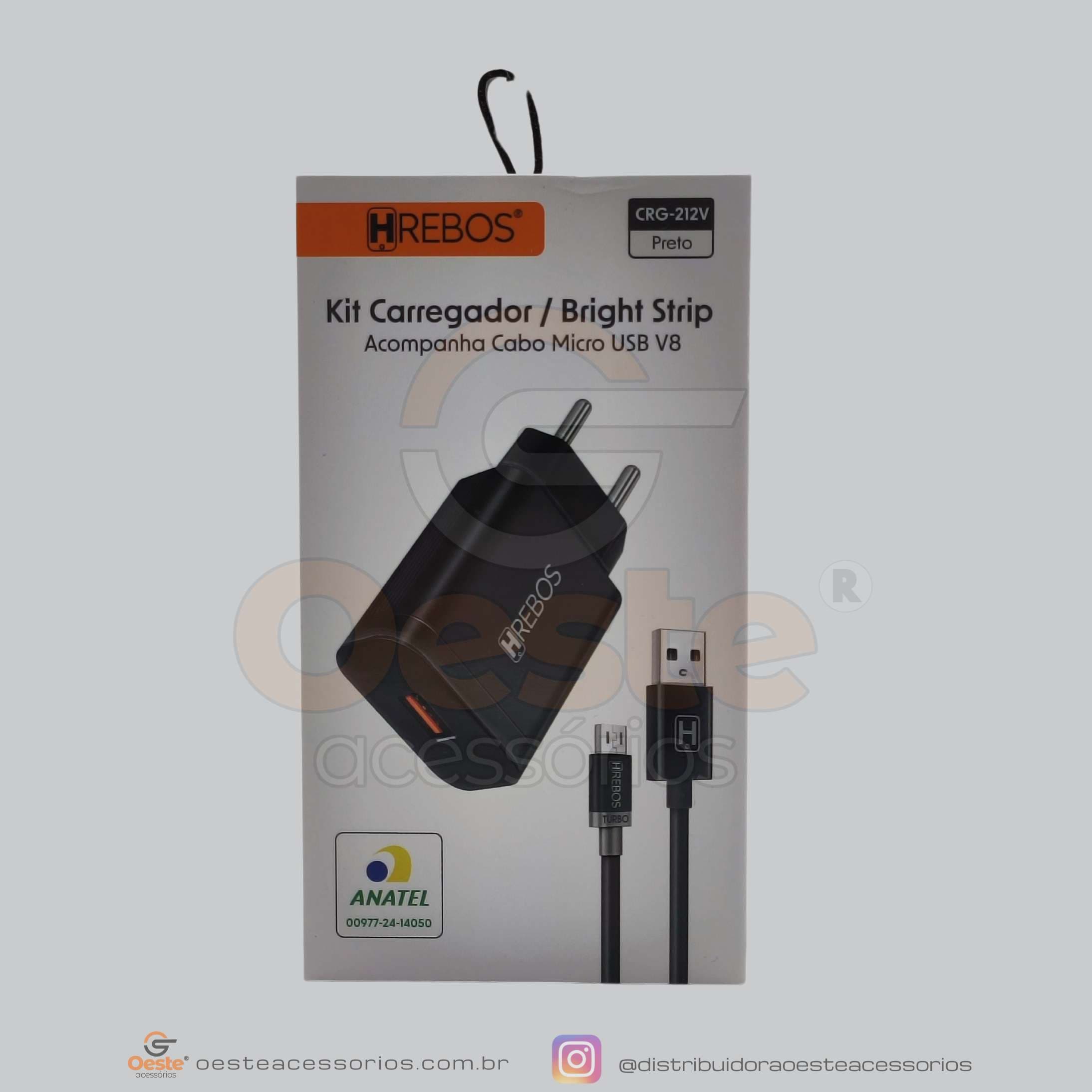 KIT CARREGADOR USB V8 18WATTS HREBOS CRG-212V