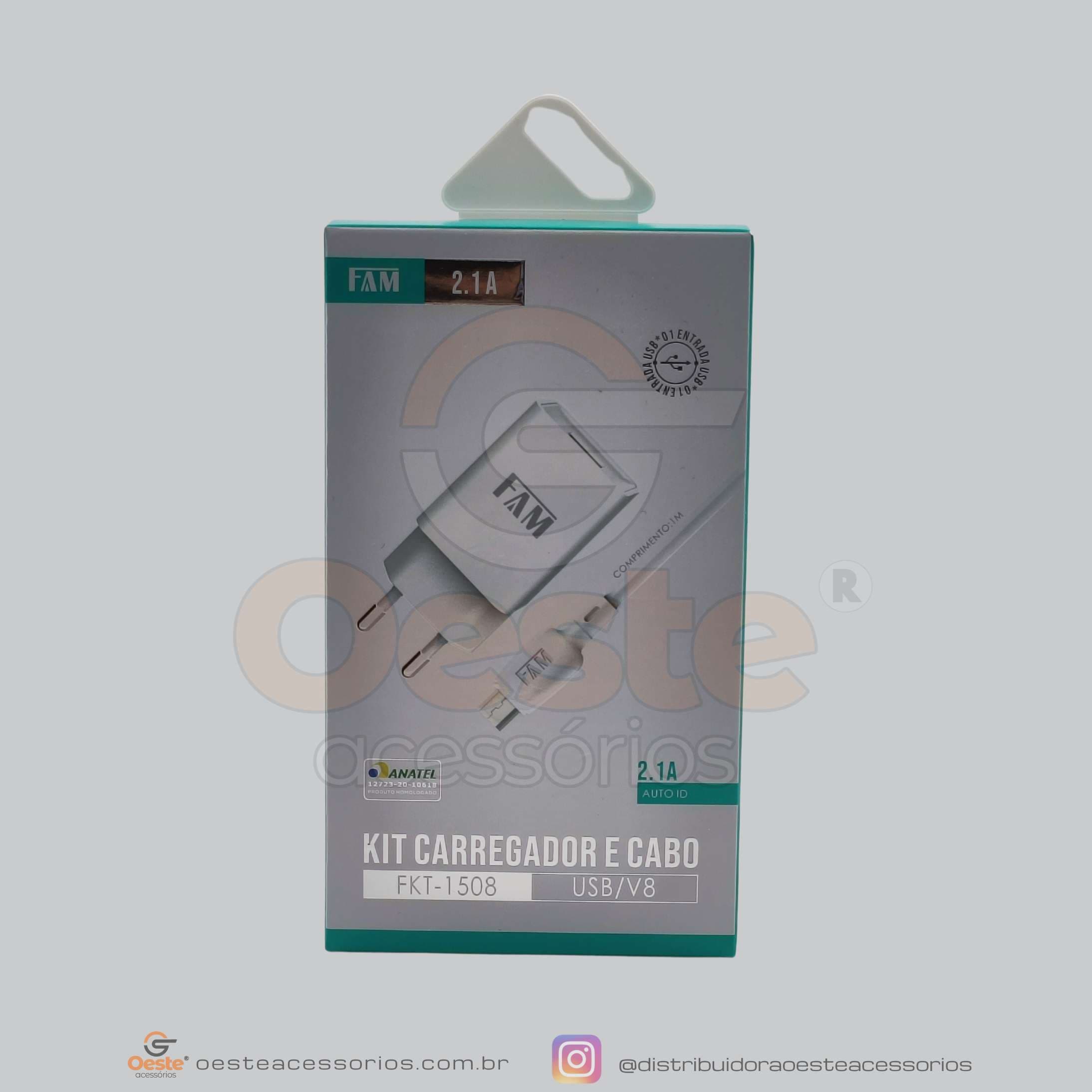 KIT CARREGADOR V8 2.1A FKT-1508