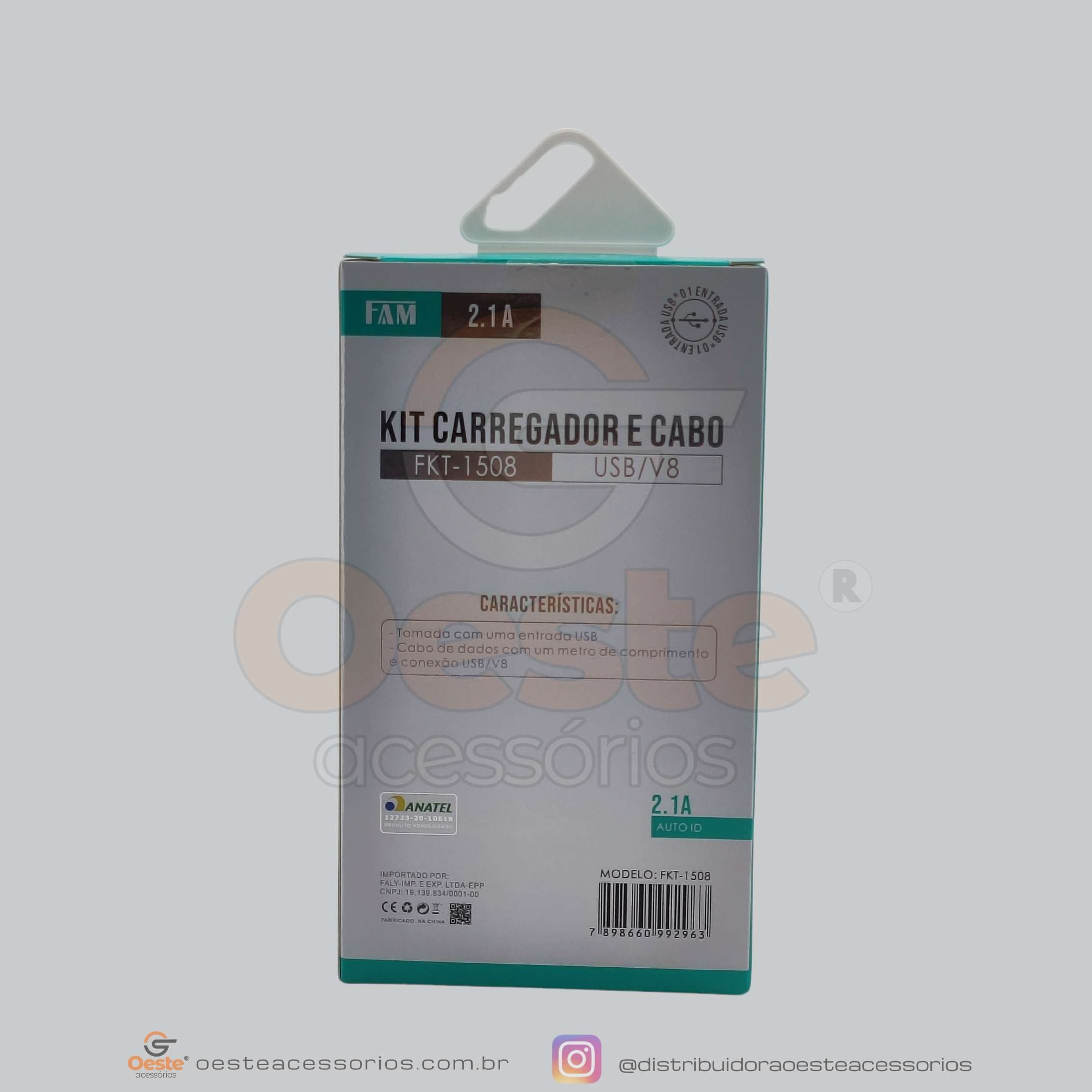 KIT CARREGADOR V8 2.1A FKT-1508