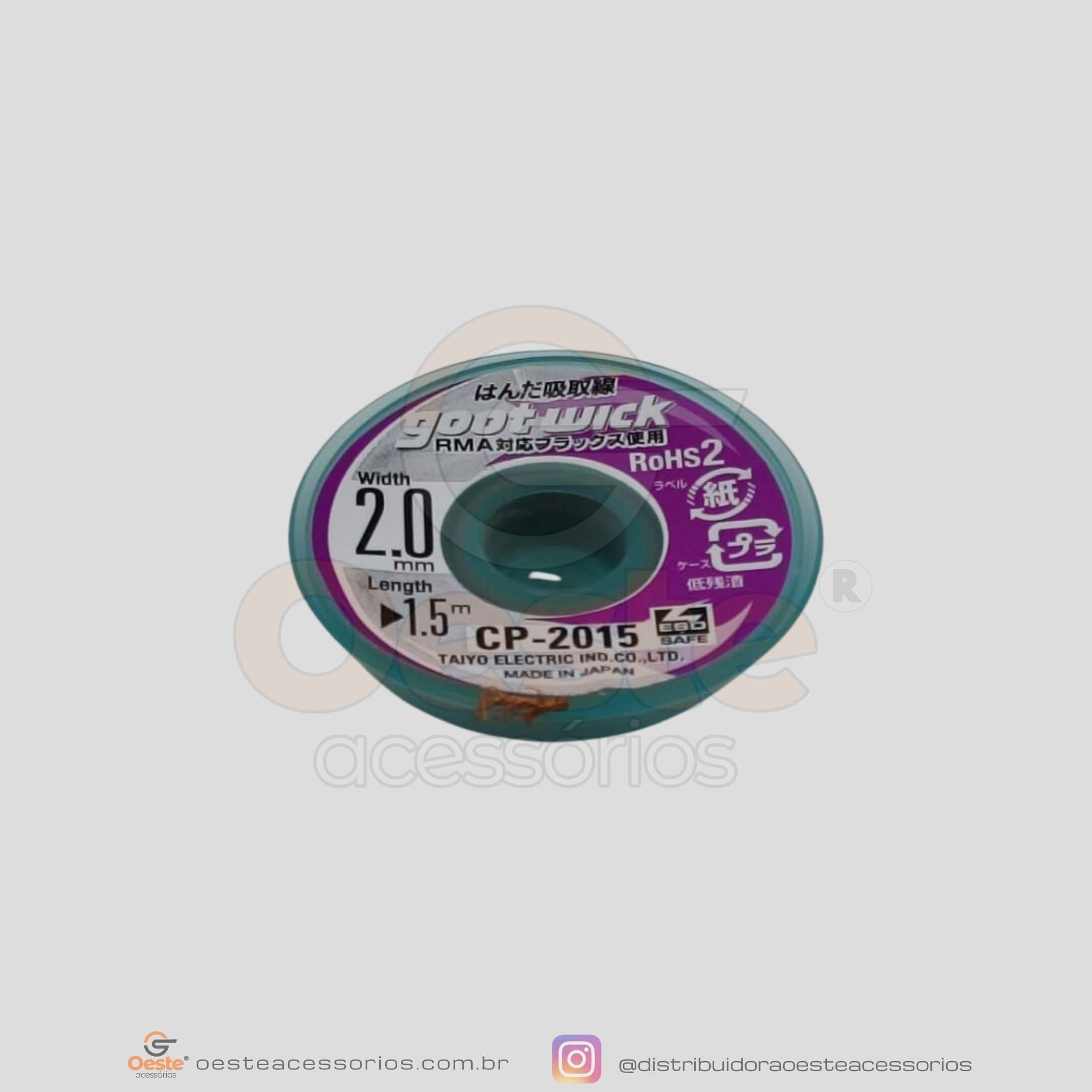 MALHA REMOVEDORA DE SOLDA GOOT WICK 2,0MM CP-2015