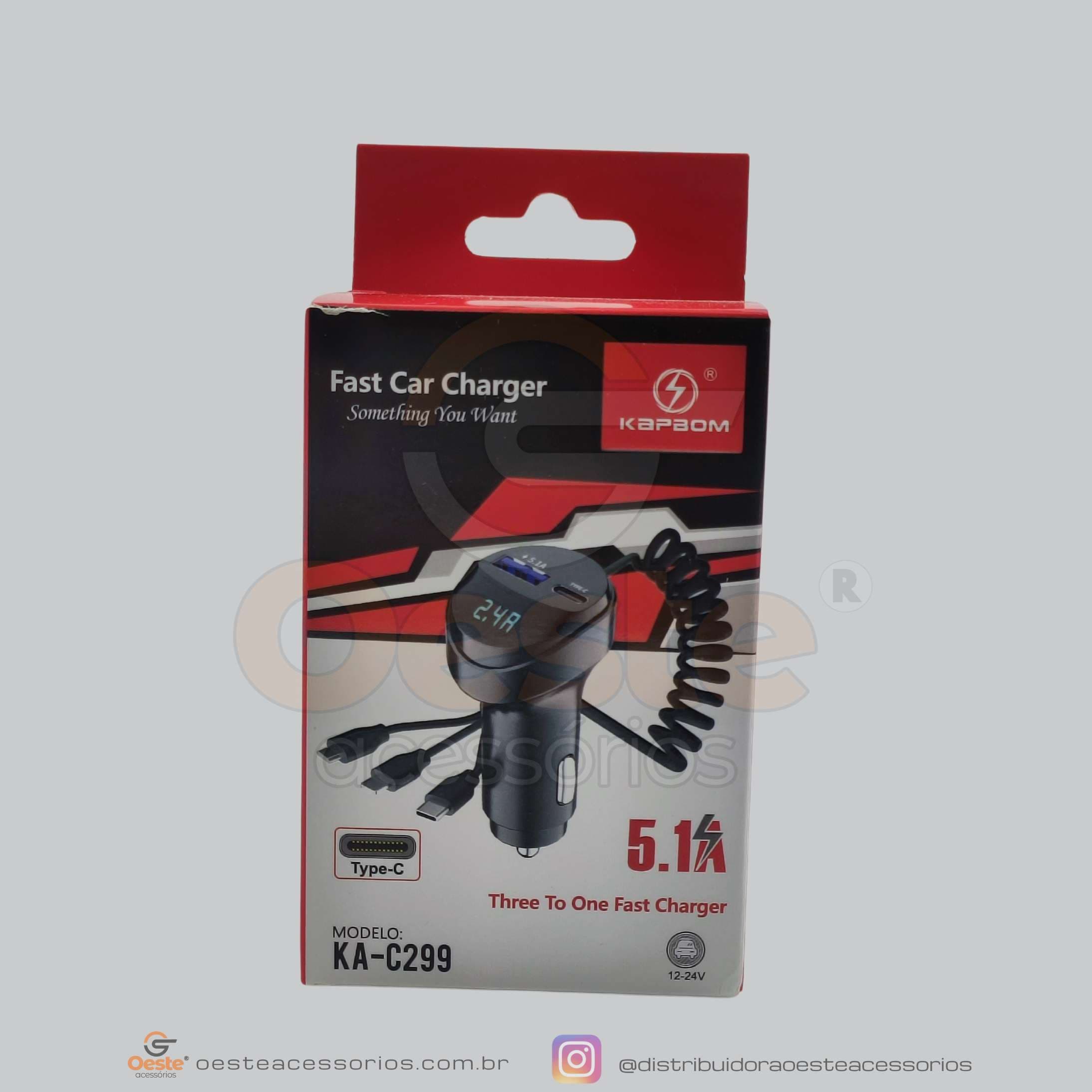 KA-C299 CARREGADOR VEICULAR FAST CAR CHARGER 5.1 KAPBOM