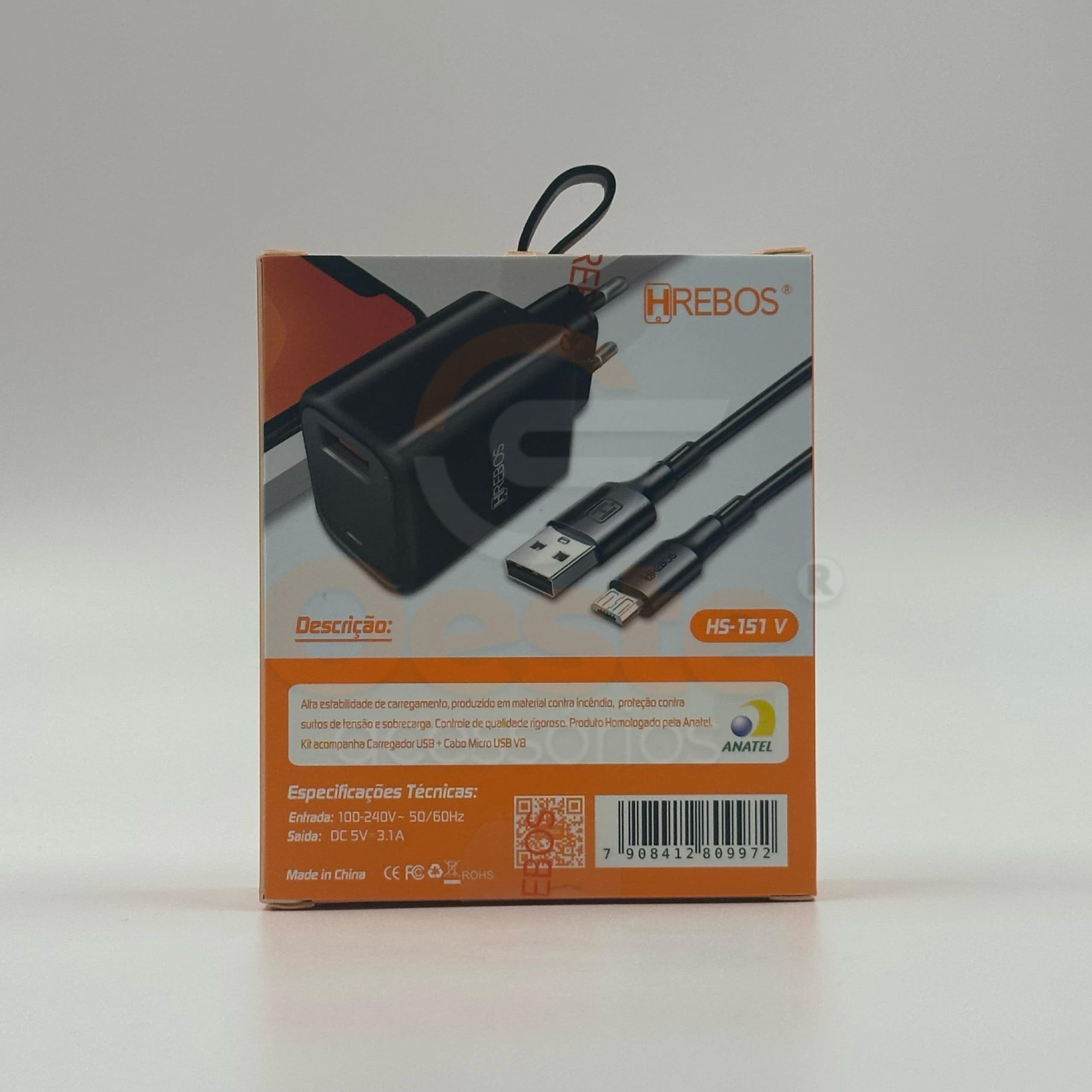 KIT CARREGADOR V8- HREBOS HS-151V