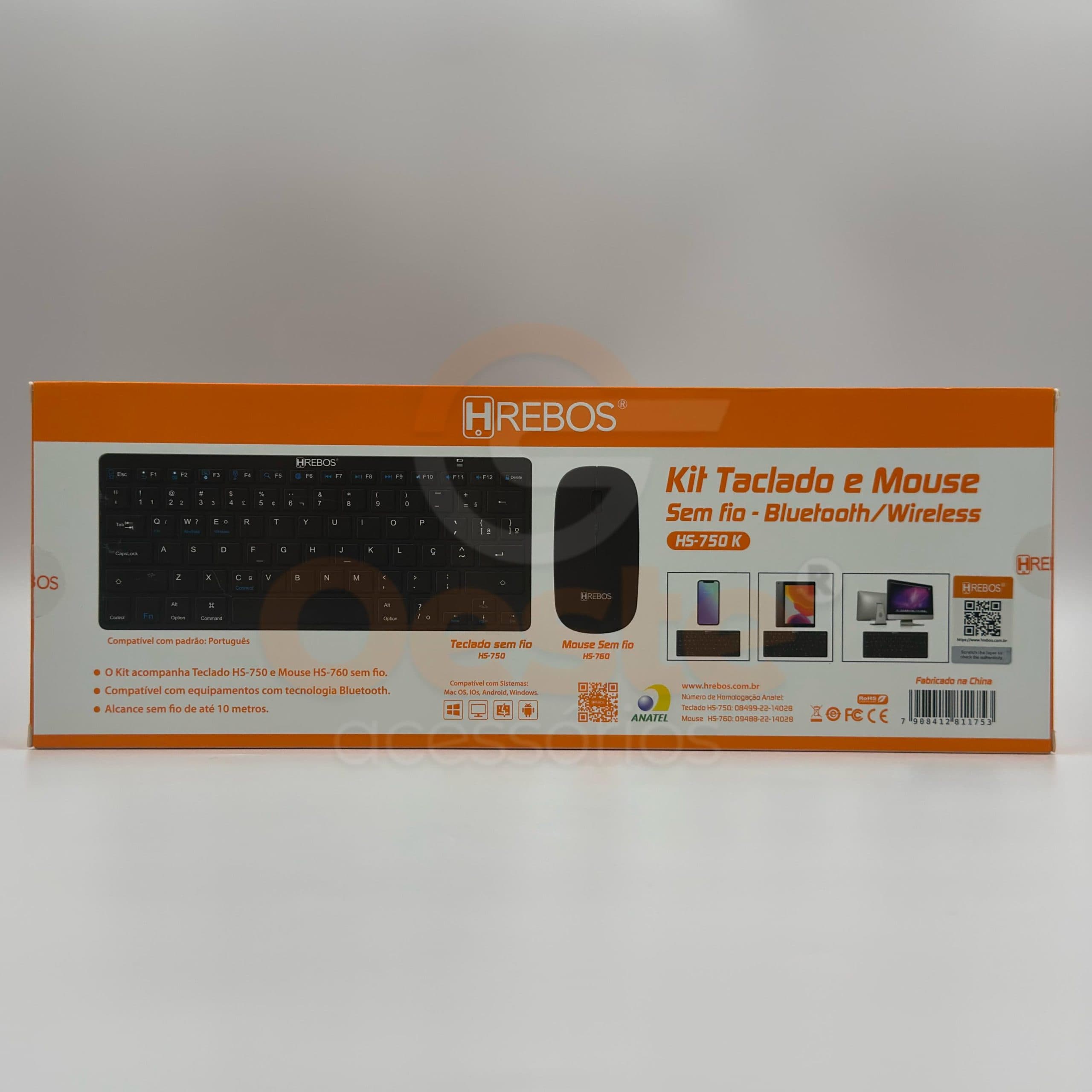TECLADO COM MOUSE SEM FIO - HREBO HS-750 K
