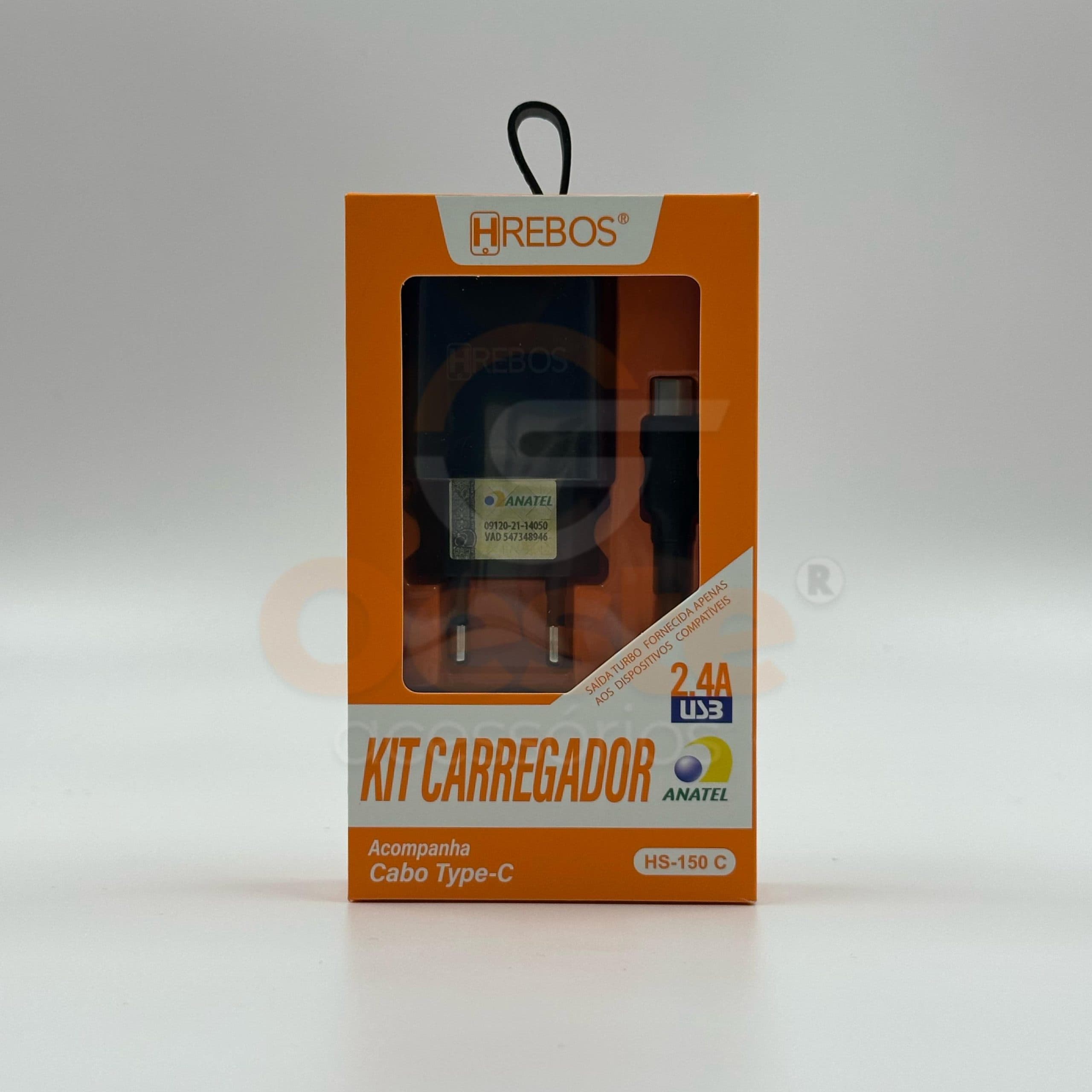 KIT CARREGADOR TYPE-C - HREBOS HS-150C