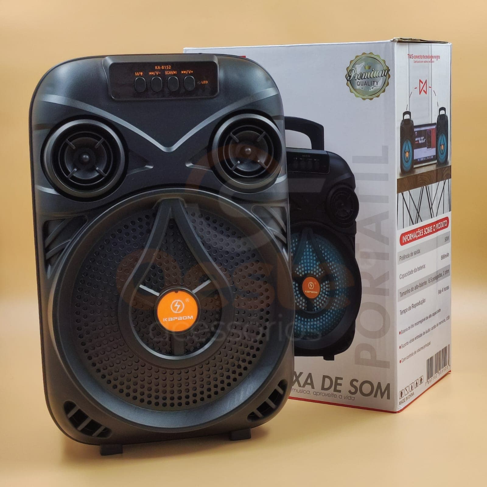 CAIXA DE SOM PORTATIL 50W KAPBOM KA-8152