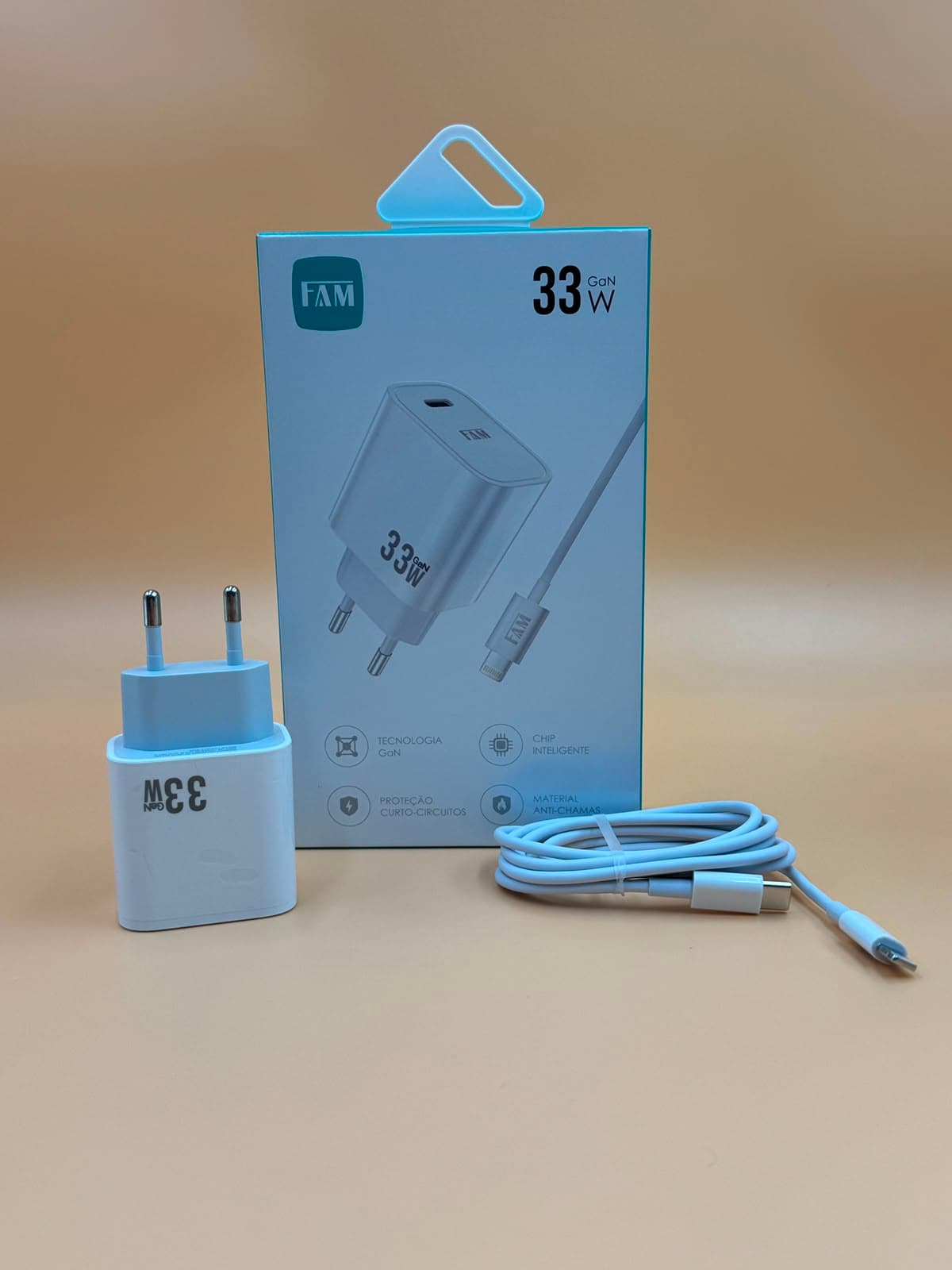 KIT CARREGADOR RÁPIDO 33W FAM LIGHTNING