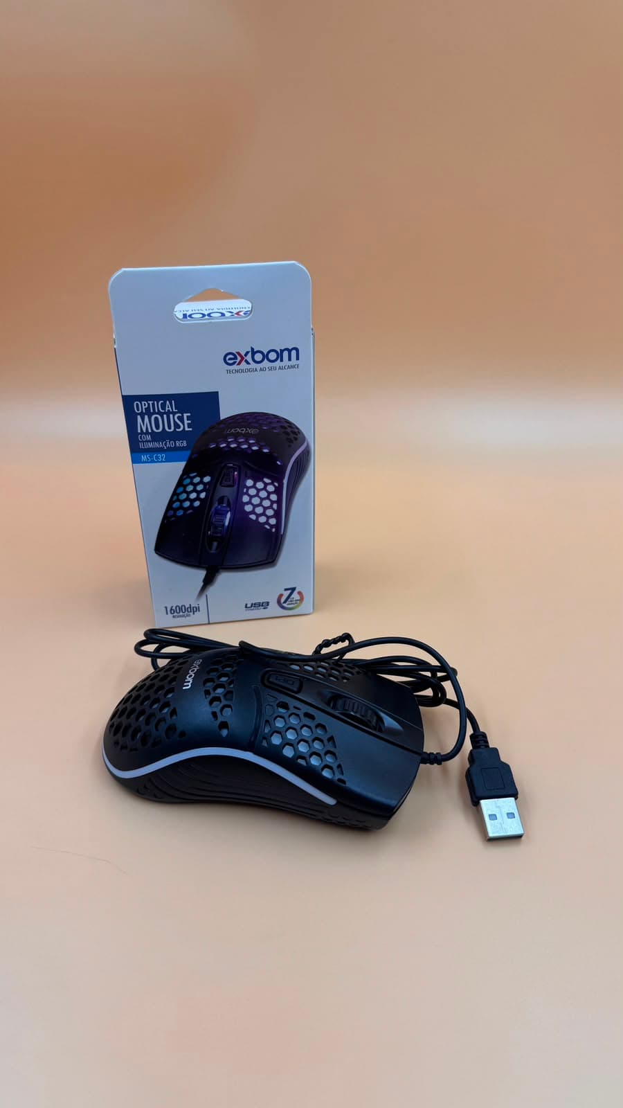 MOUSE COM FIO ILUMINAÇÃO RGB GAMER EXBOM MS-C32