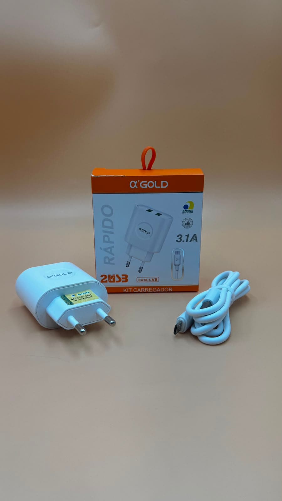 KIT CARREGADOR V8 3.1A A'GOLD