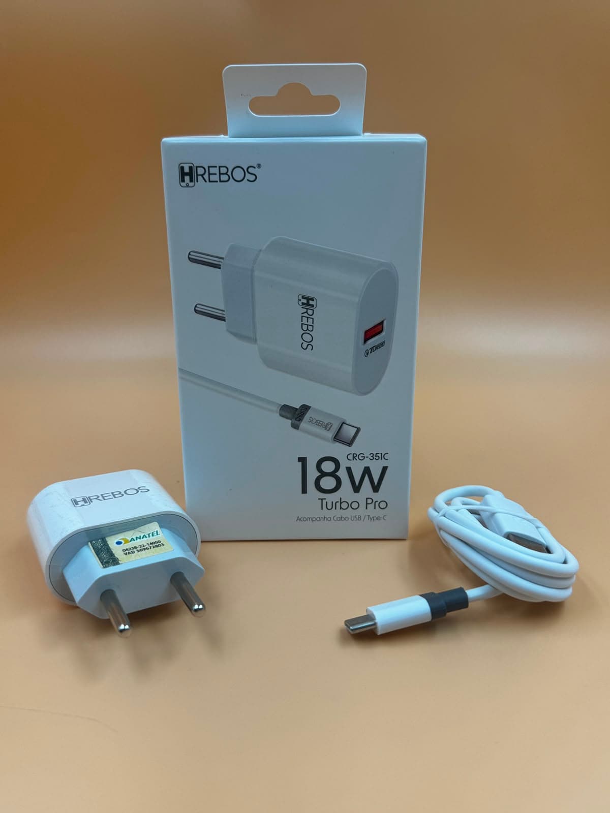 KIT CARREGADOR TURBO PRO 18W TIPO-C HREBOS