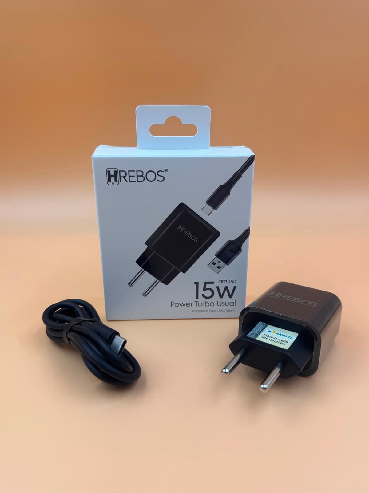KIT CARREGADOR POWER TURBO 15W TIPO-C HREBOS