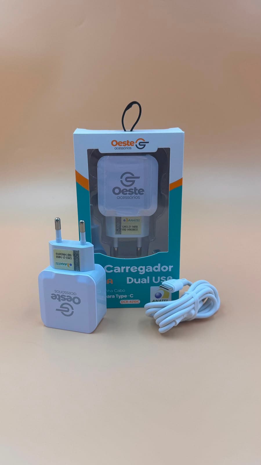 KIT CARREGADOR 3.1A DUAL USB + CABO TURBO PARA TYPE-C MODELO OCR-4210C