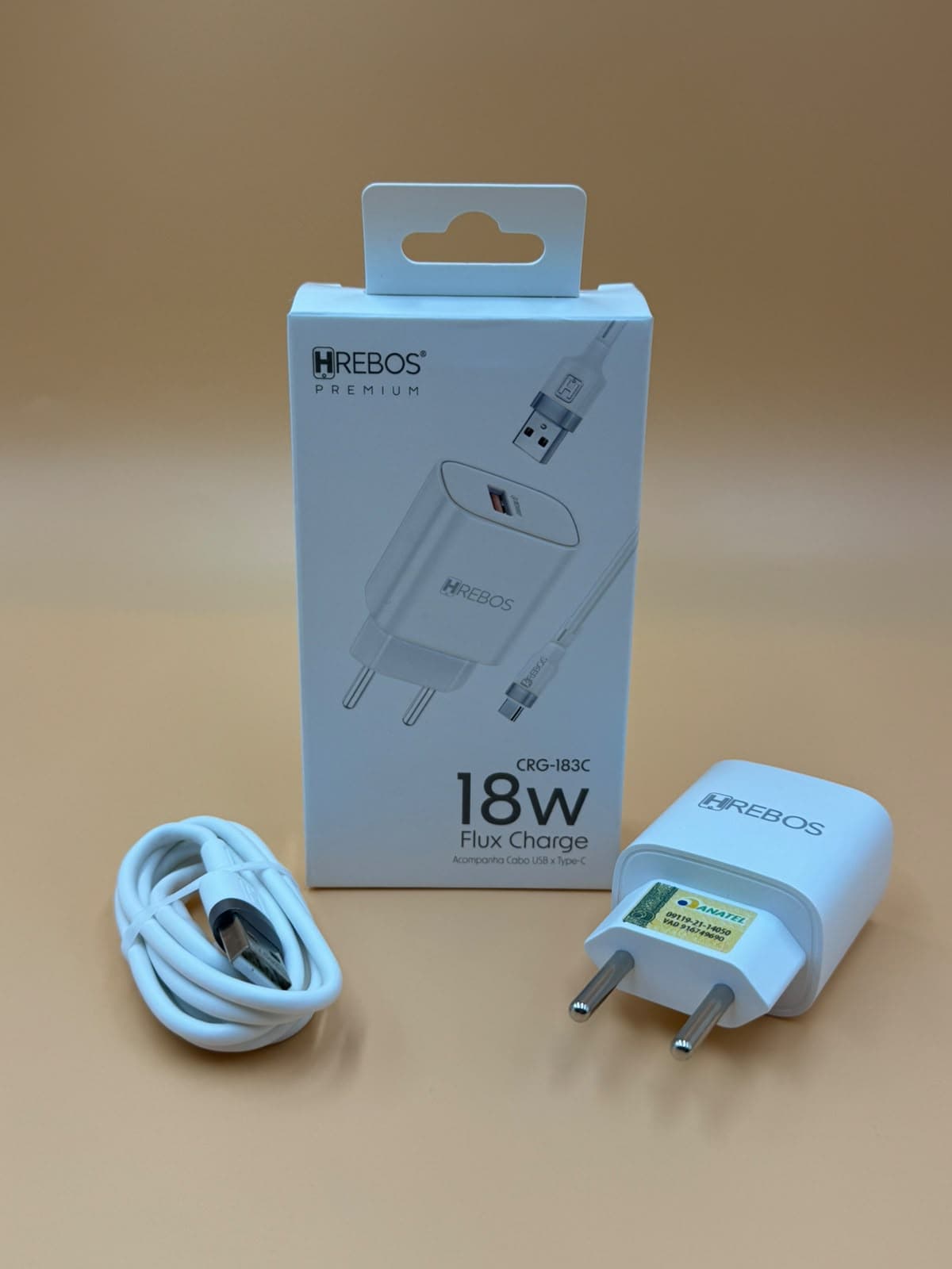 CARREGADOR HREBOS 18W TIPO-C FLUX CHARGE CRG-183C