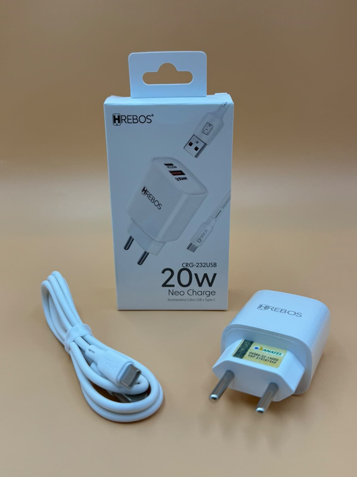 CARREGADOR 20W NEO CHARGE HREBOS TIPO-C CRG-232USB