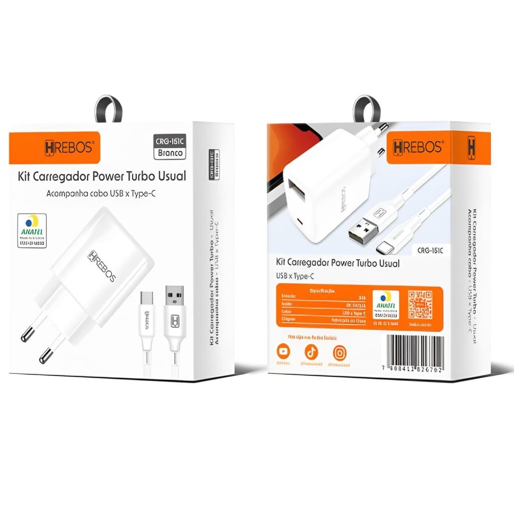 KIT CARREGADOR POWER TURBO LIGHTNING HREBOS CRG-151I